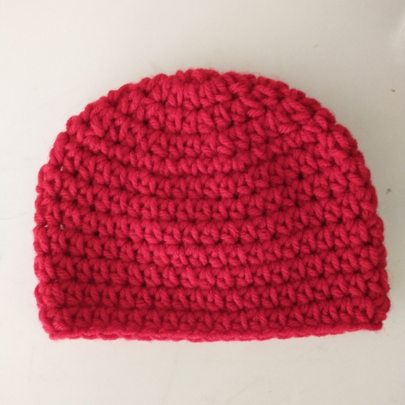 Handmade Newborn Baby Crochet Red Hat Beanie Cap Christmas‎ - Picture 1 of 3